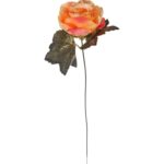 Pomarańczowa Róża Satynowa z Złotym Brokatem - Sztuczna Kwiatowa Dekoracja o Wysokości 62 cm - obrazek 2