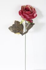 Sztuczna Róża Satynowa z Złotym Brokatem o Wysokości 50 cm - Kolor Różowy - obrazek 3