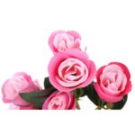 Gałązka z 9 Sztucznymi Różami w Pąkach - Kolor Różowy, Długość 68 cm - obrazek 3