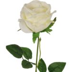Sztuczna róża z pąkiem w białym kolorze 68 cm - obrazek 3