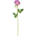 Sztuczna róża z pąkiem w kolorze fioletowym 68 cm - obrazek 2
