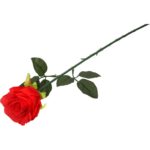 Sztuczna róża z pąkiem w bordowym kolorze 68 cm - obrazek 3