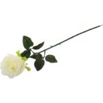 Sztuczny kwiat róża w kolorze białym 68 cm - obrazek 3