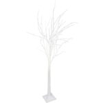 Świąteczne Drzewko Dekoracyjne z Oświetleniem LED 64 Lampki, Wysokość 150 cm, Kolor Biały, Zasilanie Sieciowe, Do Użytku Zewnętrznego IP44