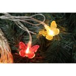 Multikolorowe Lampki Choinkowe LED z Silikonowymi Motylkami - 20 Sztuk, Zasilane na Baterie