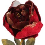 PIWONIA WELUROWA Z BROKATEM 62 CM BORDOWA - obrazek 2