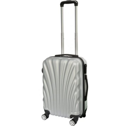 Walizka Podróżna Matrix 1100 Kabinowa z ABS, Dwukomorowa, Zabezpieczenie Suwaków, Teleskopowa Rączka, 4 Kółka - Kolor Srebrny