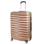 Walizka podróżna Matrix 950 ABS Plus Złota z 4 obrotowymi kółkami i dwupoziomowym stelażem