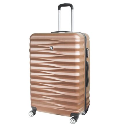 Walizka podróżna Matrix 950 ABS Plus Złota z 4 obrotowymi kółkami i dwupoziomowym stelażem