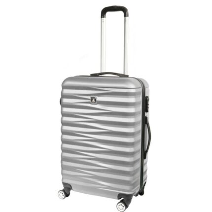 Walizka podróżna średnia Matrix 950 ABS Plus Srebrna z blokadą szyfrową i 4 obrotowymi kółkami