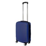 Granatowa Walizka Podróżna ABS Plus Kabinowa Matrix 550 z Zabezpieczeniem Bagażu i 4 Kółkami Obrotowymi