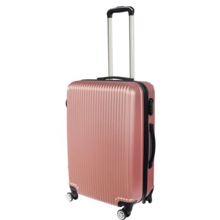 Walizka podróżna Matrix 450, średnia, różowa, z tworzywa ABS Plus, z 4 obrotowymi kółkami i dwupoziomowym stelażem