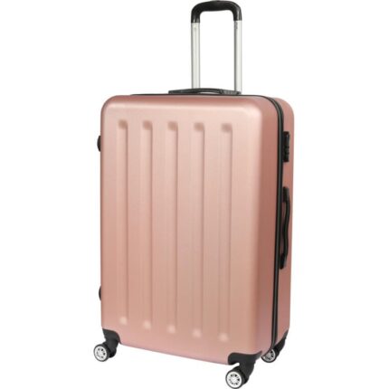 Duża Walizka Podróżna Matrix 350 z Mocnego Tworzywa ABS Plus i Czterema Obrotowymi Kółkami - Kolor Różowy