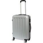 Walizka podróżna MATRIX 150 Średnia, ABS PLUS, z zamkiem szyfrowym i 4 kółkami, Srebrna