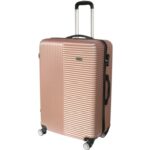 Duża Walizka Podróżna Kosmo 650 z ABS Plus i Kółkami 360 Stopni - Pudrowy Róż Metalik
