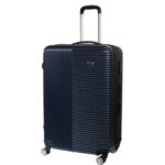 Walizka podróżna dużej pojemności Kosmo 450 z ABS Plus, z 4 obrotowymi kółkami i dwupoziomowym aluminiowym stelażem, kolor granatowy.