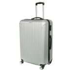 Odporne na uszkodzenia, Duże Walizki Podróżne Kosmo 470 z 4 Kółkami i Dwukomorowym Wnętrzem - Kolor Srebrny