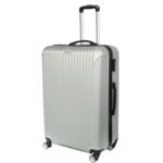 Odporne na uszkodzenia, Duże Walizki Podróżne Kosmo 470 z 4 Kółkami i Dwukomorowym Wnętrzem - Kolor Srebrny
