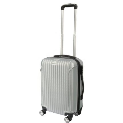 Walizka Podróżna Kabinowa KOSMO 470 z ABS Plus, Suwakami Szyfrowymi i 4 Obracanymi Kółkami, Kolor Srebrny