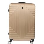 Duża Walizka Podróżna Kosmo 950 - Wytrzymała, Złota z Systemem Zabezpieczającym i Obracanymi Kółkami - obrazek 2