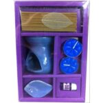 Komplet Aromaterapeutyczny Fioletowy - Ceramiczny Kominek z Kadzidełkami i Olejkiem Zapachowym