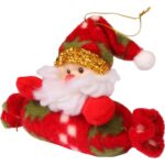 Pluszowy Mikołaj na Zawieszce Kolor Czerwony 15x10 cm - obrazek 2
