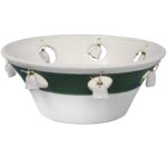 Zielona Ceramiczna Miseczka Wiosenna z Zawieszonymi Kwiatkami