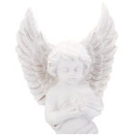 Stojący Aniołek z LED 17 cm - Biała Dekoracja Cmentarna z Bezpiecznym Oświetleniem - obrazek 3