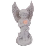 Stojący Aniołek z LED 17 cm - Biała Dekoracja Cmentarna z Bezpiecznym Oświetleniem