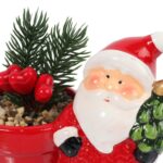 Ceramiczna ozdoba świąteczna Mikołaj z sukulentem II - obrazek 2