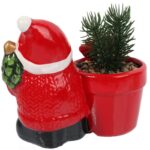 Ceramiczna ozdoba świąteczna Mikołaj z sukulentem II - obrazek 3