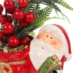 Ceramiczna ozdoba świąteczna Mikołaj z sukulentem - obrazek 2