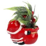 Ceramiczna ozdoba świąteczna Mikołaj z sukulentem - obrazek 3