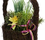 Kolorowy Komplet Sztucznych Kwiatów w Koszyku 25cm - Prezent na Święta Wielkanocne - obrazek 3