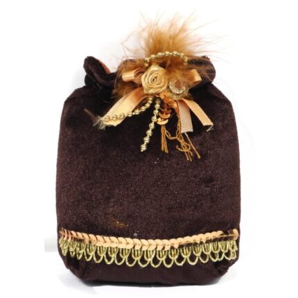 ELEGANCKA ZAWIESZKA ŚWIĄTECZNA W KSZTAŁCIE WORECZKA - AKSAMITNA, BRĄZOWA