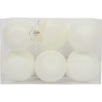 Zestaw 6 Bombek Bożonarodzeniowych Białe Jabłka z Brokatem, Plastikowych, 6 cm - obrazek 2