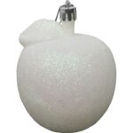 Zestaw 6 Bombek Bożonarodzeniowych Białe Jabłka z Brokatem, Plastikowych, 6 cm - obrazek 3