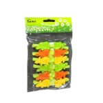 Pomarańczowe Drewniane Klamerki z Filcowymi Figurkami Zajączków - Komplet 12 Sztuk