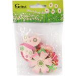 KWIATKI I MOTYLKI ZAWIESZKI DREWNIANE 6SZT WIELKANOC WIOSNA - obrazek 2