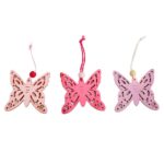 Motyle-zawieszki drewniane zestaw 3 sztuk różowe - obrazek 2