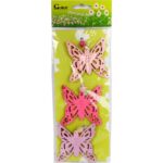 Motyle-zawieszki drewniane zestaw 3 sztuk różowe - obrazek 3