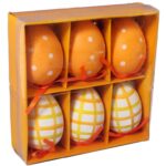 Zestaw świątecznych zawieszek - pomarańczowe jajka wielkanocne, 6 sztuk, 7cm. - obrazek 2