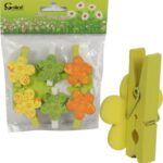 KWIATKI KLAMERKI DREWNIANE 6SZT 4,5CM WIELKANOC WIOSNA