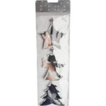 Komplet Trzech Srebrnych Lustrzanych Zawieszek - Anioł, Choinka, Gwiazdka