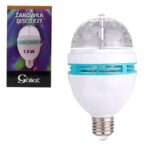 Kula Dyskotekowa - Żarówka LED Projektor Disco RGB, Obrotowa Głowica, E27, 15 cm, Zasilanie Sieciowe.