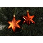 Komplet 4 pomarańczowych gwiazd, bombek gładkich, plastikowych o wysokości 7 cm - obrazek 2