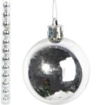 Zestaw 12 Srebrnych Bombek Plastikowych 5 cm do Dekoracji Świątecznej Drzewka