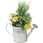 Żółta Wiosenna Kompozycja Wielkanocna w Konewce - Dekoracyjne Sztuczne Kwiaty 20cm - obrazek 2