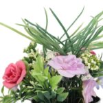 Fioletowa Wiosenna Kompozycja Wielkanocna w Konewce - Dekoracyjne Sztuczne Kwiaty 20cm - obrazek 2