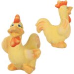 Wielkanocny Kogut Ceramiczny 12cm - Rustykalna Figurka Dekoracyjna w Kolorach Żółto-Czerwonych